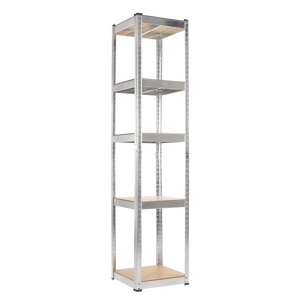 Raft metalic de depozitare cu 5 polite reglabile MDF, structura zincata, capacitate 500 kg, 40x40x180 cm, gri - imagine 13
