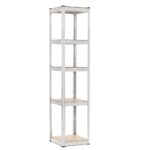 Raft metalic de depozitare cu 5 polite reglabile MDF, structura zincata, capacitate 500 kg, 40x40x180 cm, gri