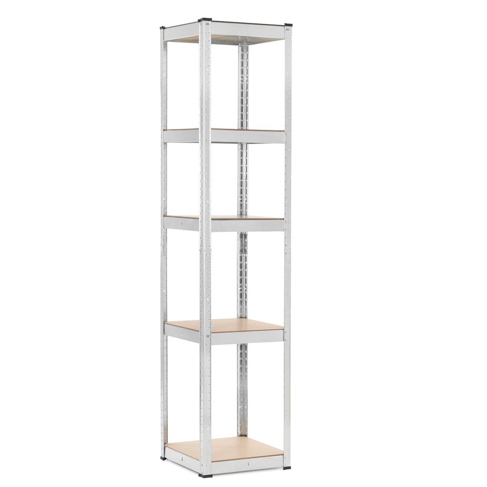 Raft metalic de depozitare cu 5 polite reglabile MDF, structura zincata, capacitate 500 kg, 40x40x180 cm, gri