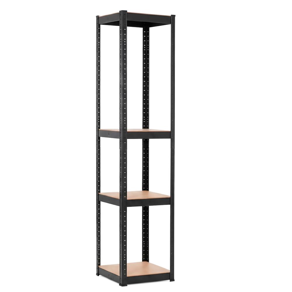 Raft metalic de depozitare cu 4 polite reglabile MDF, capacitate 400 kg, 40x40x180 cm, negru - imagine 15