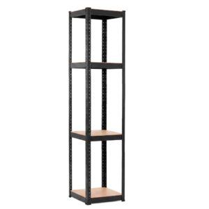 Raft metalic de depozitare cu 4 polite reglabile MDF, capacitate 400 kg, 40x40x180 cm, negru