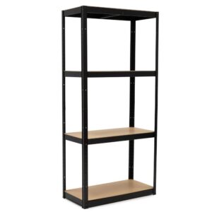 Raft metalic de depozitare cu 4 polite reglabile MDF, capacitate 700 kg, 80x40x174 cm, negru
