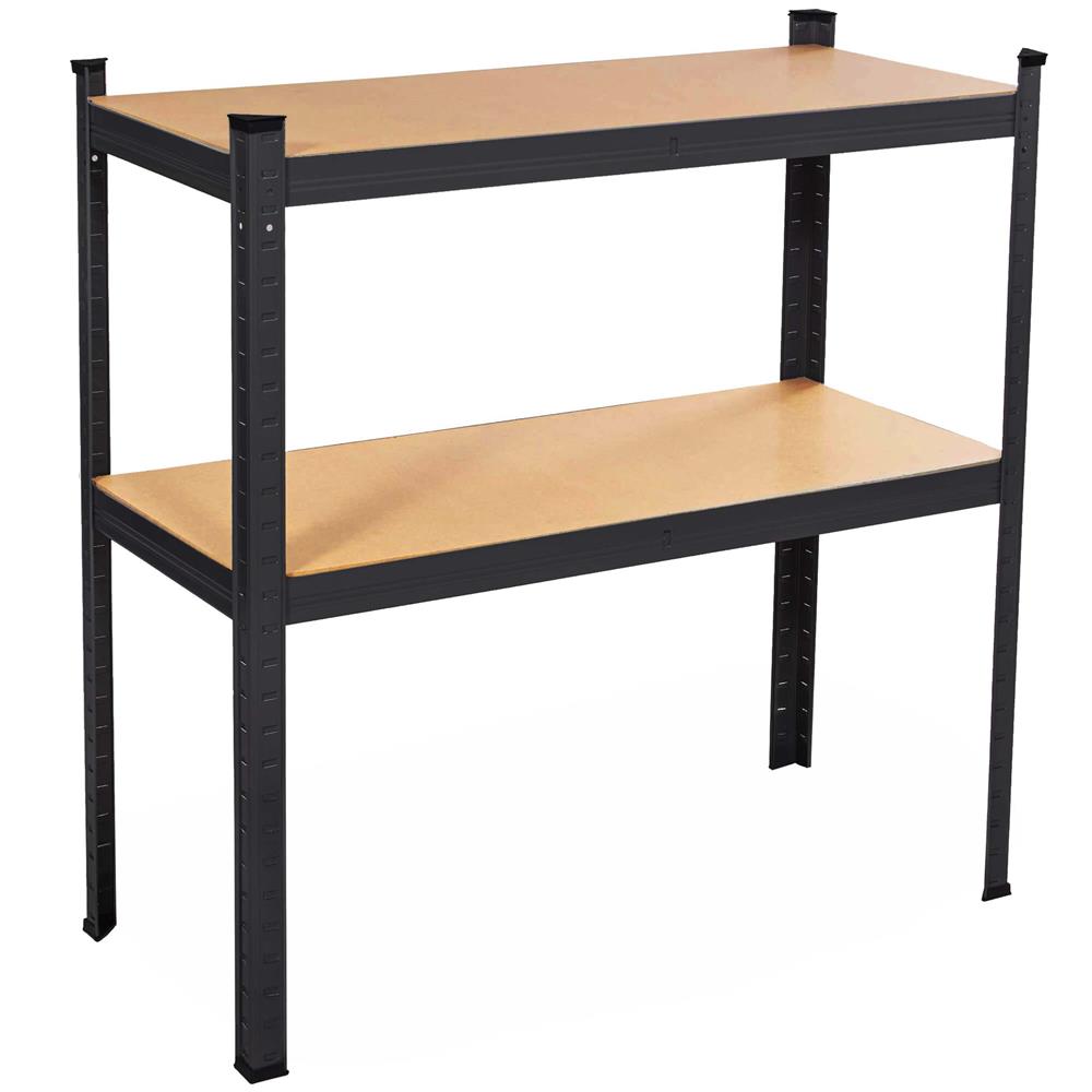 Raft metalic de depozitare cu 4 polite reglabile MDF, capacitate 700 kg, 80x40x174 cm, negru - imagine 9