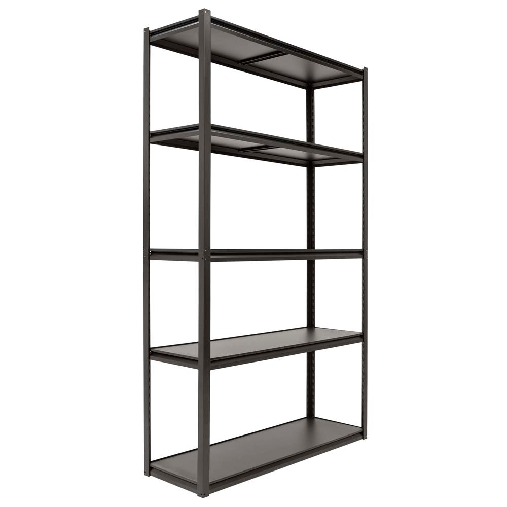 Raft metalic de depozitare cu 5 polite reglabile MDF, capacitate 750 kg, 120x40x200 cm, negru - imagine 18