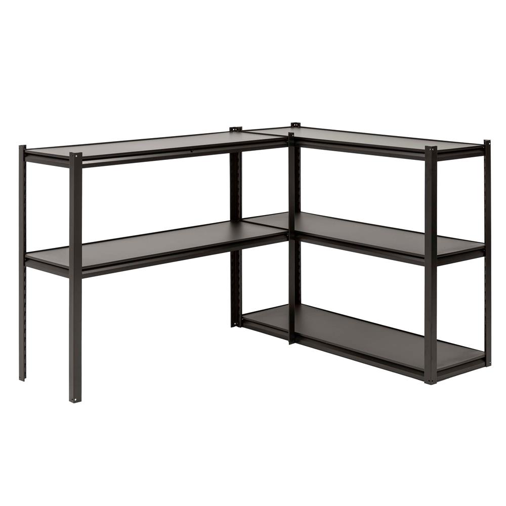 Raft metalic de depozitare cu 5 polite reglabile MDF, capacitate 750 kg, 120x40x200 cm, negru - imagine 8