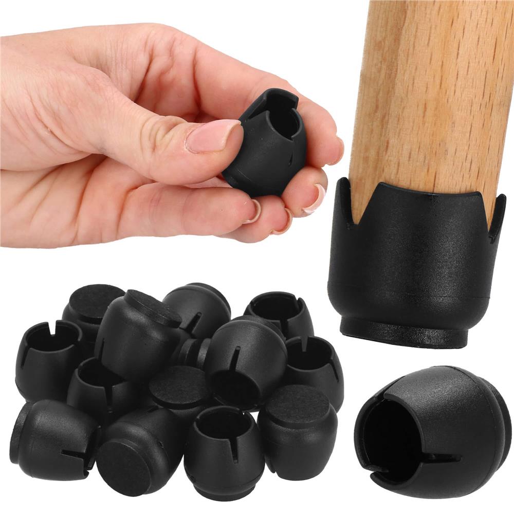 Set 16 protectii pentru picioare de mobilier cu baza din fetru, Ø17-21 mm, negru - imagine 3
