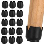 Set 16 protectii pentru picioare de mobilier cu baza din fetru, Ø17-21 mm, negru