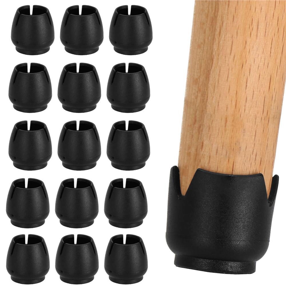 Set 16 protectii pentru picioare de mobilier cu baza din fetru, Ø17-21 mm, negru