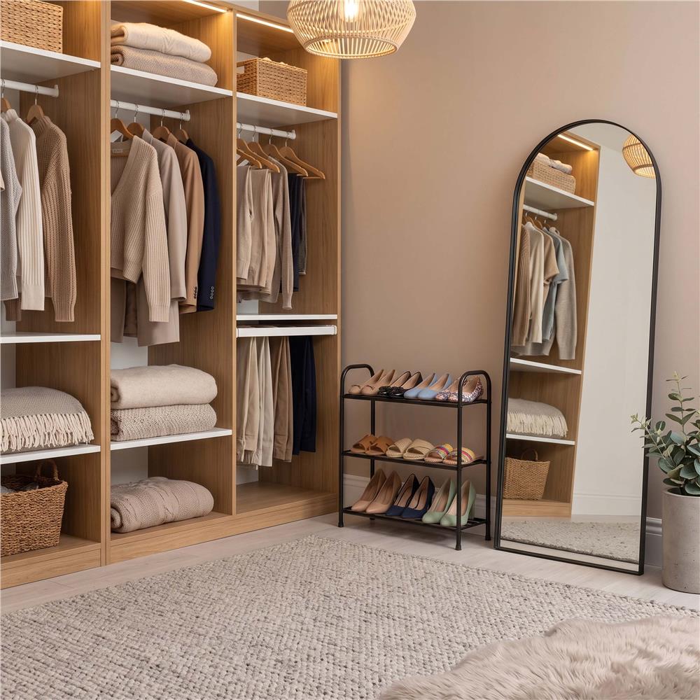 Raft metalic pentru pantofi cu 3 niveluri, capacitate 15 kg, 66x28x53 cm, negru - imagine 13