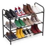 Raft metalic pentru pantofi cu 3 niveluri, capacitate 15 kg, 66x28x53 cm, negru
