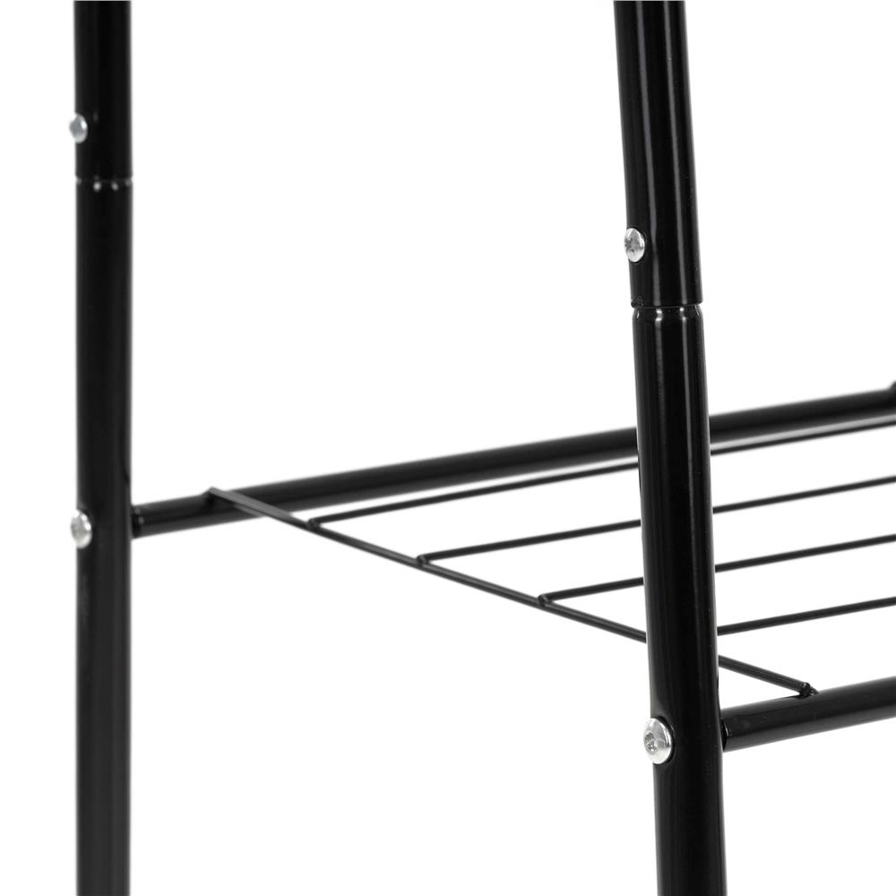 Suport metalic pentru haine cu bara si 2 rafturi, structura otel, 60x34x150 cm, negru - imagine 10