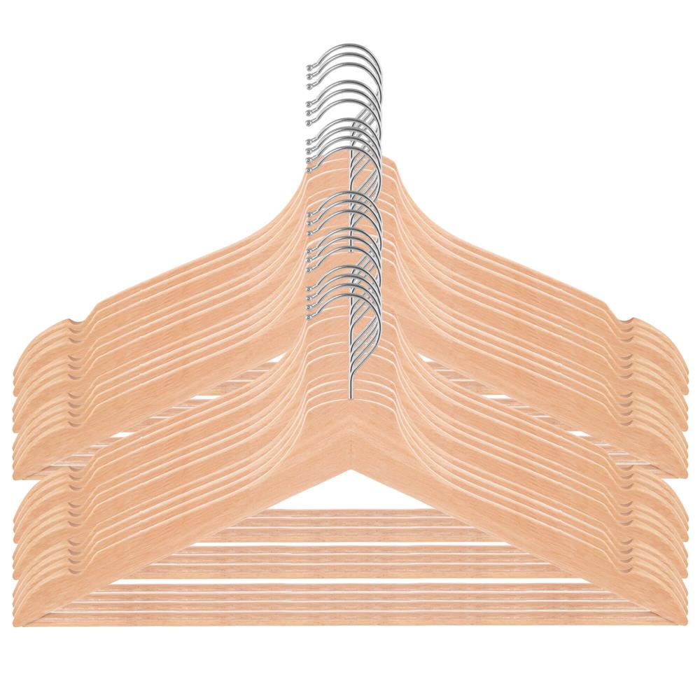 Set de 20 de umerase din lemn cu carlig rotativ 360°, 43x21 cm, maro - imagine 16