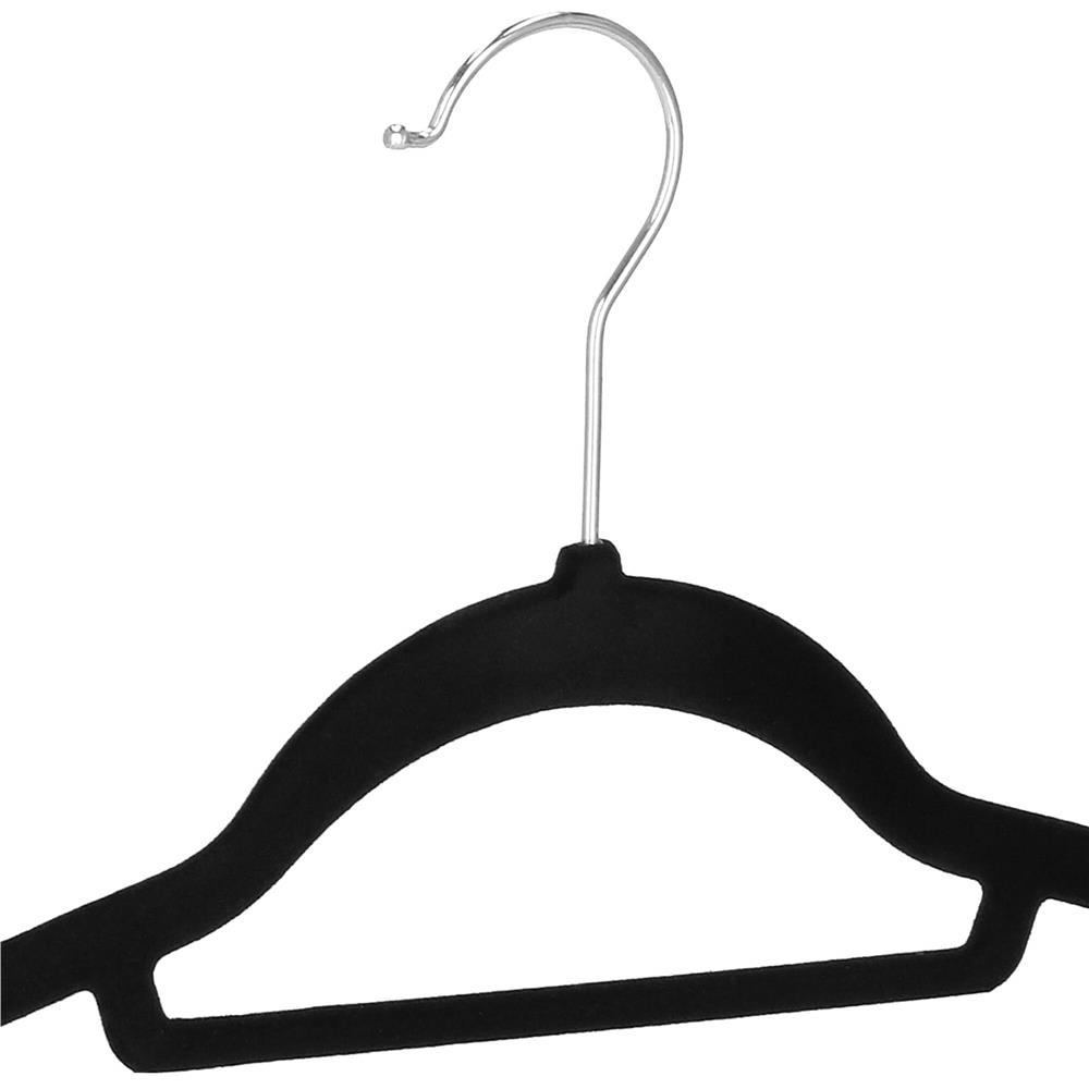 Set de 20 de umerase din velur cu carlig rotativ 360°, 45x23 cm, negru - imagine 7