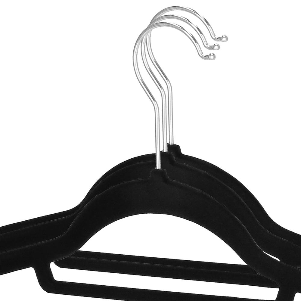 Set de 20 de umerase din velur cu carlig rotativ 360°, 45x23 cm, negru - imagine 8
