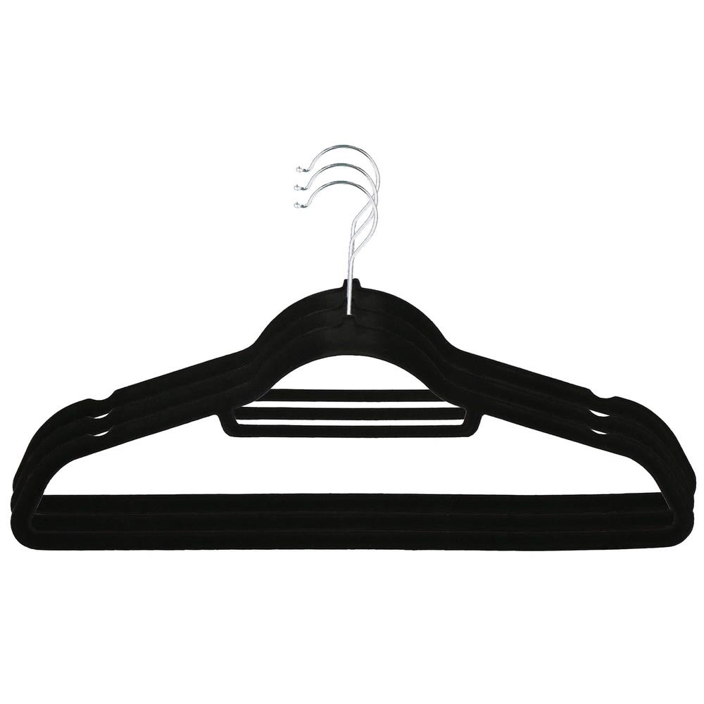 Set de 20 de umerase din velur cu carlig rotativ 360°, 45x23 cm, negru - imagine 10