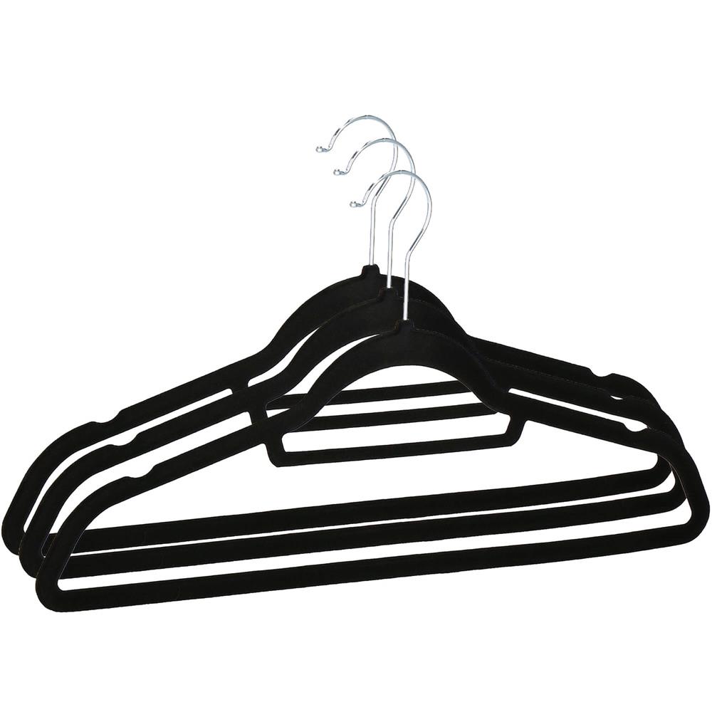 Set de 20 de umerase din velur cu carlig rotativ 360°, 45x23 cm, negru - imagine 11