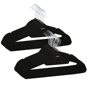 Set de 20 de umerase din velur cu carlig rotativ 360°, 45x23 cm, negru