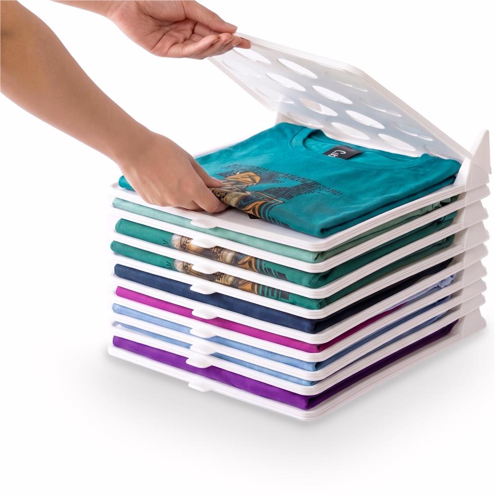 Set 10 organizatoare pentru separare si depozitare haine, stivuibile, 26x32 cm, alb - imagine 10