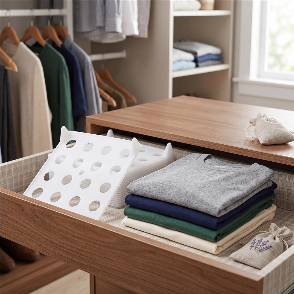 Set 10 organizatoare pentru separare si depozitare haine, stivuibile, 26x32 cm, alb - imagine 15