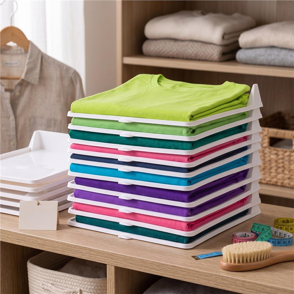 Set 10 organizatoare pentru separare si depozitare haine, stivuibile, 26x32 cm, alb - imagine 17