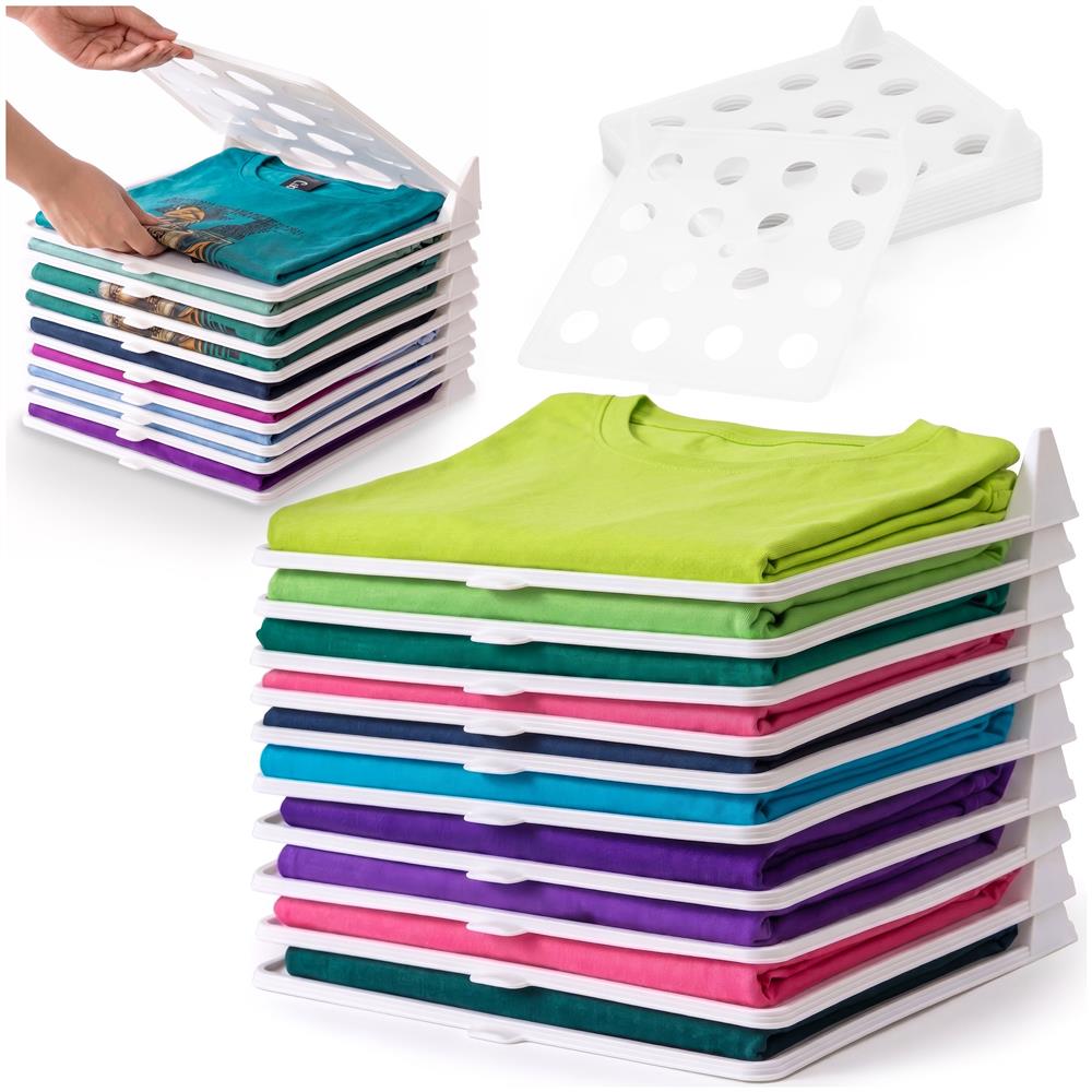 Set 10 organizatoare pentru separare si depozitare haine, stivuibile, 26x32 cm, alb - imagine 2