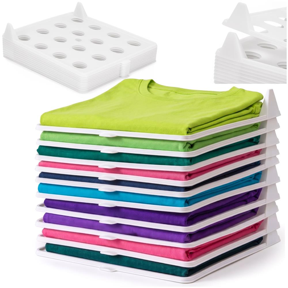 Set 10 organizatoare pentru separare si depozitare haine, stivuibile, 26x32 cm, alb - imagine 3