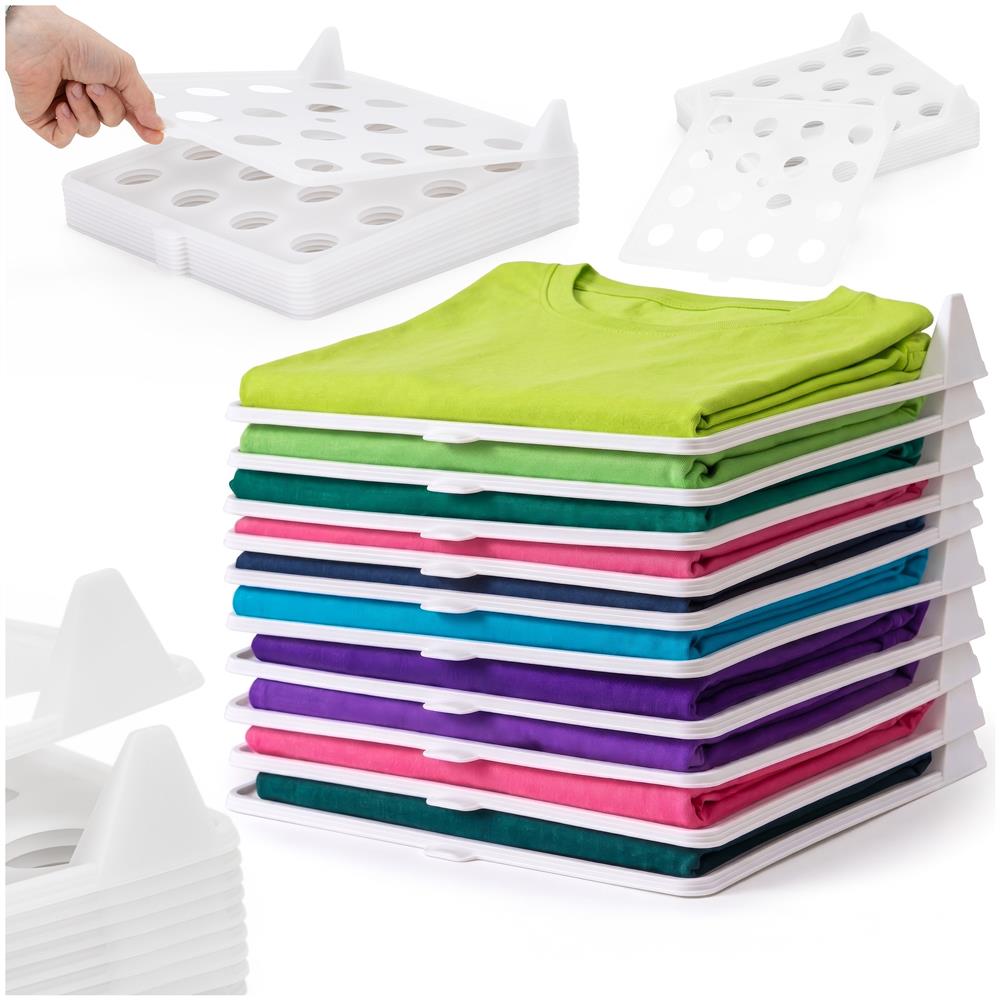 Set 10 organizatoare pentru separare si depozitare haine, stivuibile, 26x32 cm, alb - imagine 4