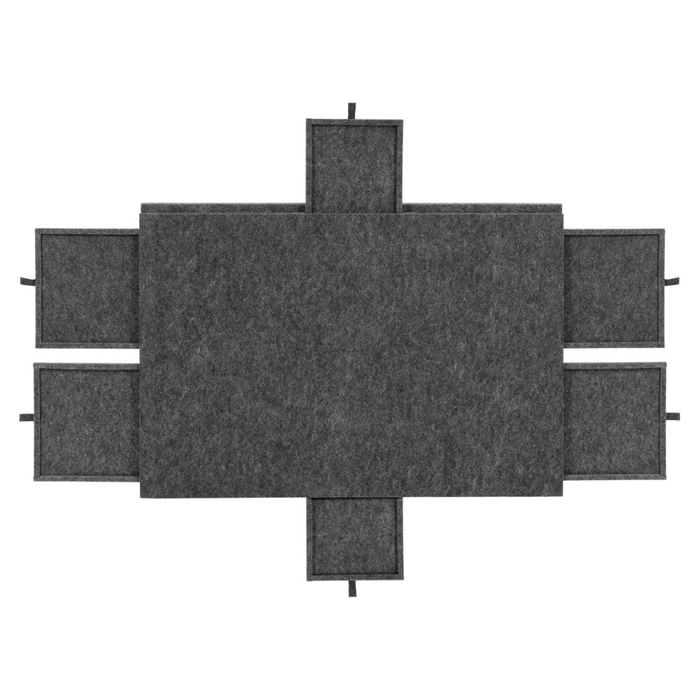 Tabla pentru organizare puzzle cu 6 sertare si capac, pliabila, din fetru, pana la 1500 piese, 77x52 cm, gri - imagine 7