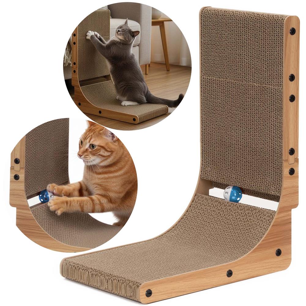 Ansamblu de zgariat pentru pisici cu bila si catnip, 25x40x50 cm, maro - imagine 2