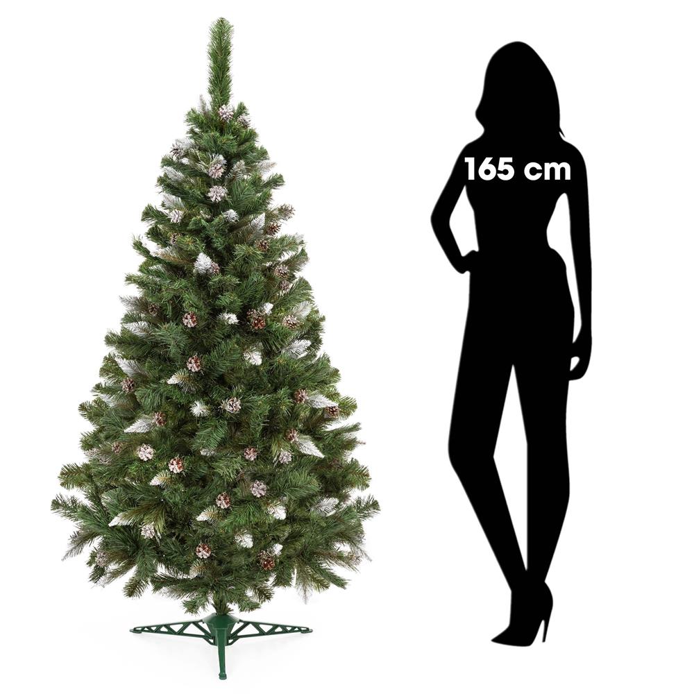 Brad artificial de Craciun Springos, pin nins, 180 cm, 341 varfuri, aspect realist, suport inclus, verde/alb - imagine 19