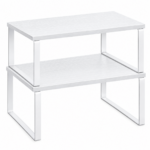 SONGMICS Set 2 rafturi organizatoare pentru bucatarie, suporturi pentru condimente, recipiente si accesorii, configurare flexibila suprapuse, separate sau in forma de L, 30x20x16 cm si 30x19x14 cm, alb