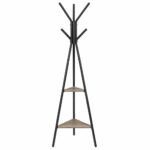 RESIGILAT: VASAGLE Cuier industrial cu 2 rafturi, pentru haine, palarii si genti, 50x50x179 cm, gri-bej si negru