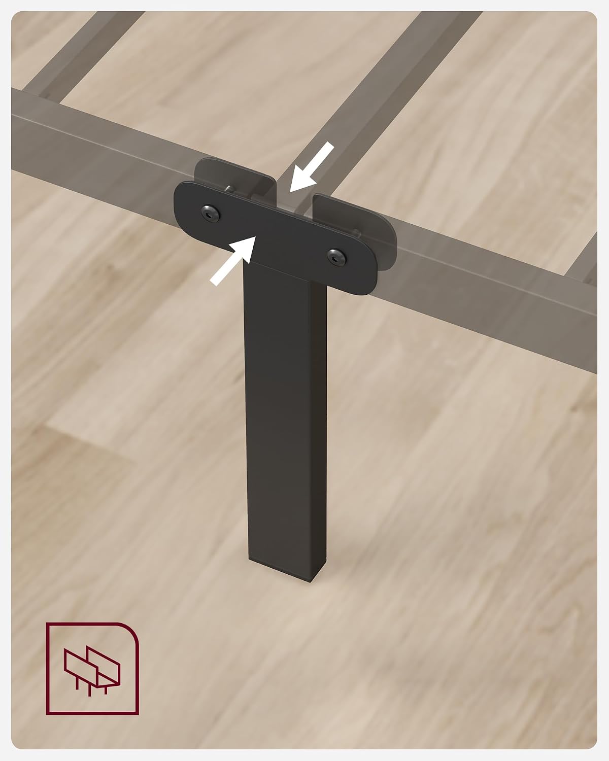 VASAGLE Cadru pat single din metal 90x200 cm, cu tablie inalta si spatiu de depozitare, 208x92x86 cm, negru - imagine 4