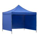Pavilion pliabil de gradina 3x3 m, cu 3 pereti laterali pentru protectie impotriva vantului si ploii usoare, prelata hidrofoba Oxford 420D, cadru din otel anticoroziv, inaltime reglabila 280-310 cm, husa de transport si accesorii de ancorare incluse, bleumarin