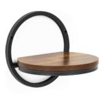 Raft de perete decorativ in stil industrial, cu polita din MDF si cadru metalic, ideal pentru expunerea cartilor, plantelor si accesoriilor in living, dormitor sau birou, maxim 5 kg, 26x24x26 cm, negru si maro