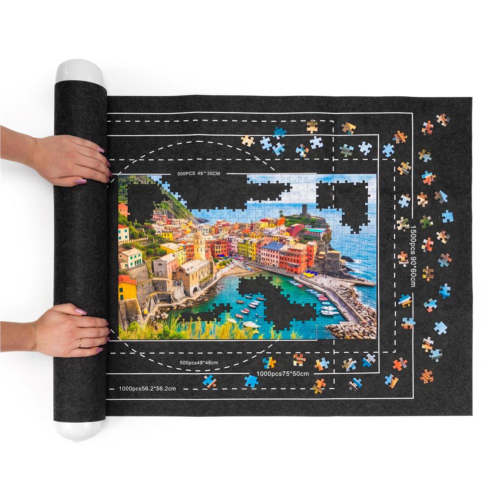 Covoras pentru puzzle de pana la 1500 de piese, cu rola gonflabila pentru pastrarea puzzle-ului inceput, 4 organizatoare pentru sortarea pieselor, pompa si husa de transport incluse, 114x67 cm - imagine 8
