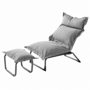 Fotoliu relax reglabil cu taburet pentru picioare, set 2 piese pentru gradina si balcon, pozitie de sezut ajustabila, perne extra groase de 15 cm pentru confort sporit, capacitate 110 kg, dimensiuni 85-138x72x35-85 cm