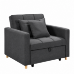 Fotoliu extensibil 2 in 1, transformabil in pat individual pentru dormit si relaxare, mecanism de extindere pentru utilizare usoara, perna inclusa, lungime pat 191 cm, capacitate maxima 100 kg, 101x95x88 cm, gri inchis