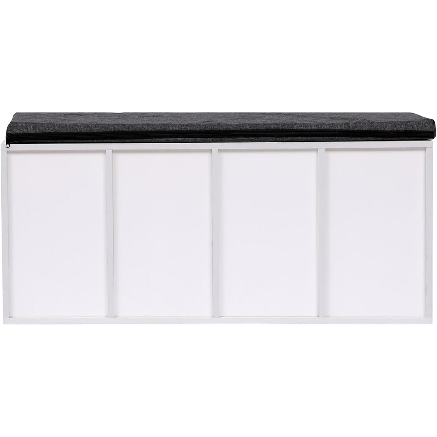 Banca pentru hol cu pantofar si 10 compartimente pentru organizarea incaltamintei, sezut confortabil cu perna inclusa, design modern si compact pentru hol sau dressing, 102x30x49 cm, alb - imagine 10