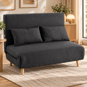 Fotoliu extensibil 2 in 1 pentru relaxare si dormit, transformabil rapid in pat spatios de 190x121 cm pentru oaspeti, design compact pentru economisirea spatiului, perna inclusa si capacitate 240 kg, gri antracit
