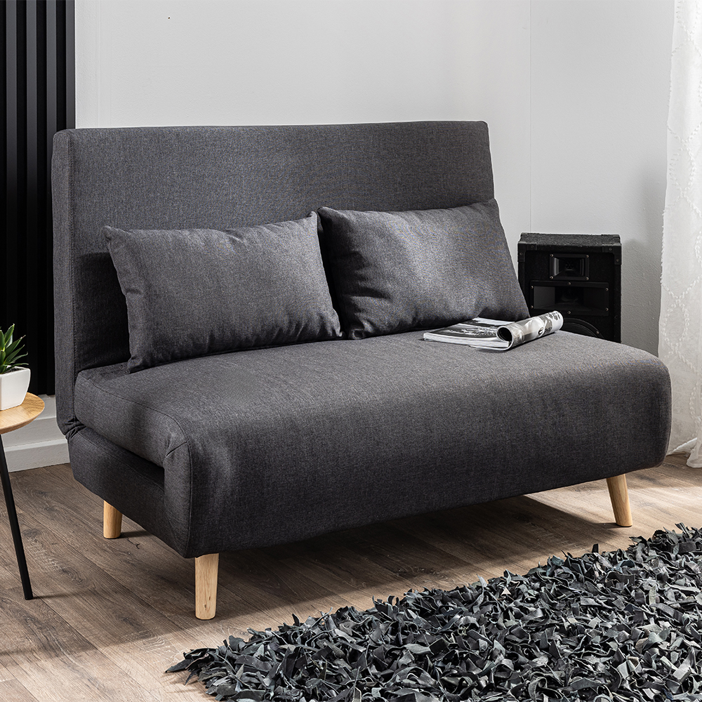 Fotoliu extensibil 2 in 1 pentru relaxare si dormit, transformabil rapid in pat spatios de 190x121 cm pentru oaspeti, design compact pentru economisirea spatiului, perna inclusa si capacitate 240 kg, gri antracit - imagine 3