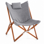 Scaun de gradina din lemn cu perna moale inclusa pentru confort sporit, cu sezut spatios si spatar pentru relaxare in aer liber, finisaj protector pentru durabilitate, ideal pentru gradina sau balcon, 82x74x95 cm, perna gri