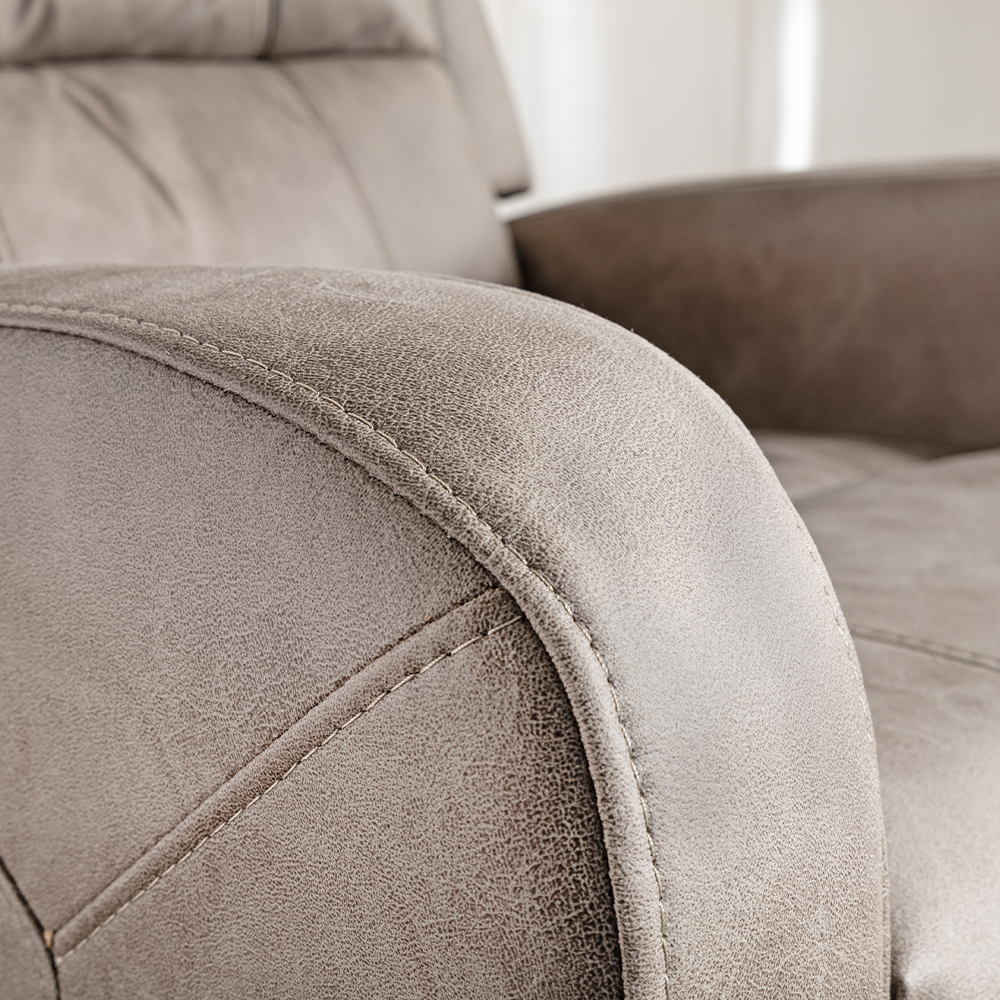 Fotoliu relax recliner cu mecanism Push-Back pentru inclinare si o pozitie confortabila de odihna, tapiterie moale din chenille, sezut cu spuma de inalta densitate, 73x90x104 cm, maro deschis - imagine 5