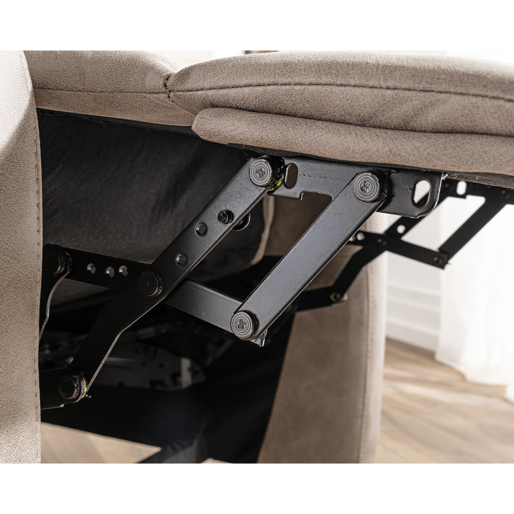 Fotoliu relax recliner cu mecanism Push-Back pentru inclinare si o pozitie confortabila de odihna, tapiterie moale din chenille, sezut cu spuma de inalta densitate, 73x90x104 cm, maro deschis - imagine 6