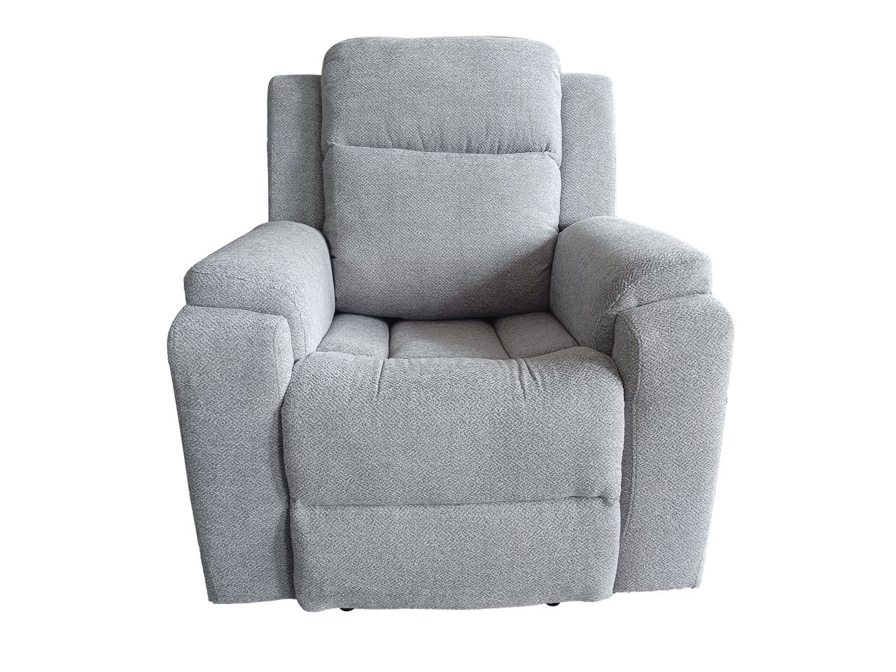 Set canapele relax electrice pentru living, 3+2+1 locuri, cu reglare prin buton pentru pozitie confortabila, suporturi pentru picioare ajustabile, port de incarcare lateral si tapiterie chenille, gri deschis - imagine 4
