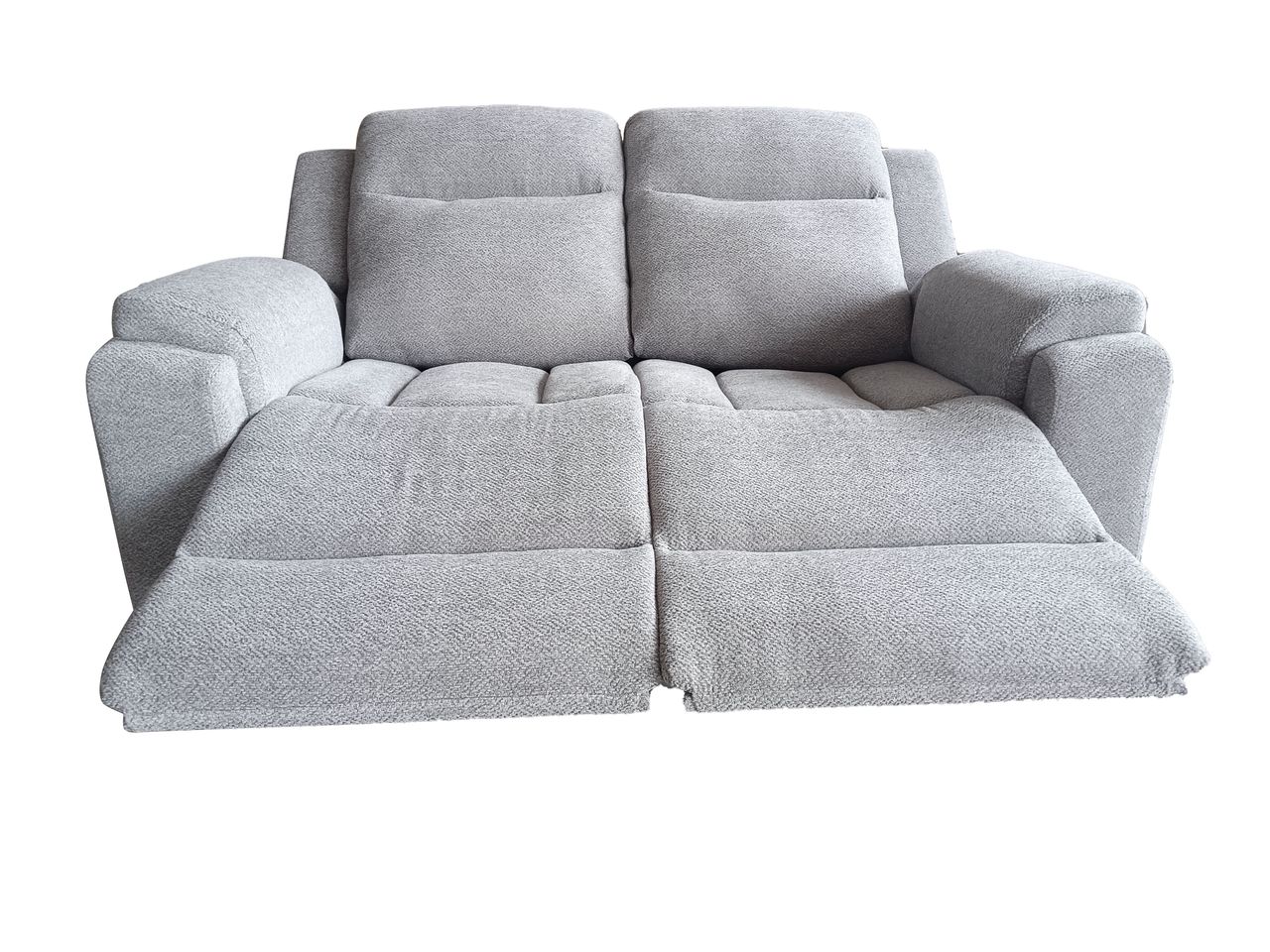 Set canapele relax electrice pentru living, 3+2+1 locuri, cu reglare prin buton pentru pozitie confortabila, suporturi pentru picioare ajustabile, port de incarcare lateral si tapiterie chenille, gri deschis - imagine 13