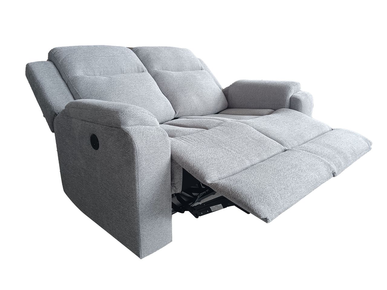 Set canapele relax electrice pentru living, 3+2+1 locuri, cu reglare prin buton pentru pozitie confortabila, suporturi pentru picioare ajustabile, port de incarcare lateral si tapiterie chenille, gri deschis - imagine 14