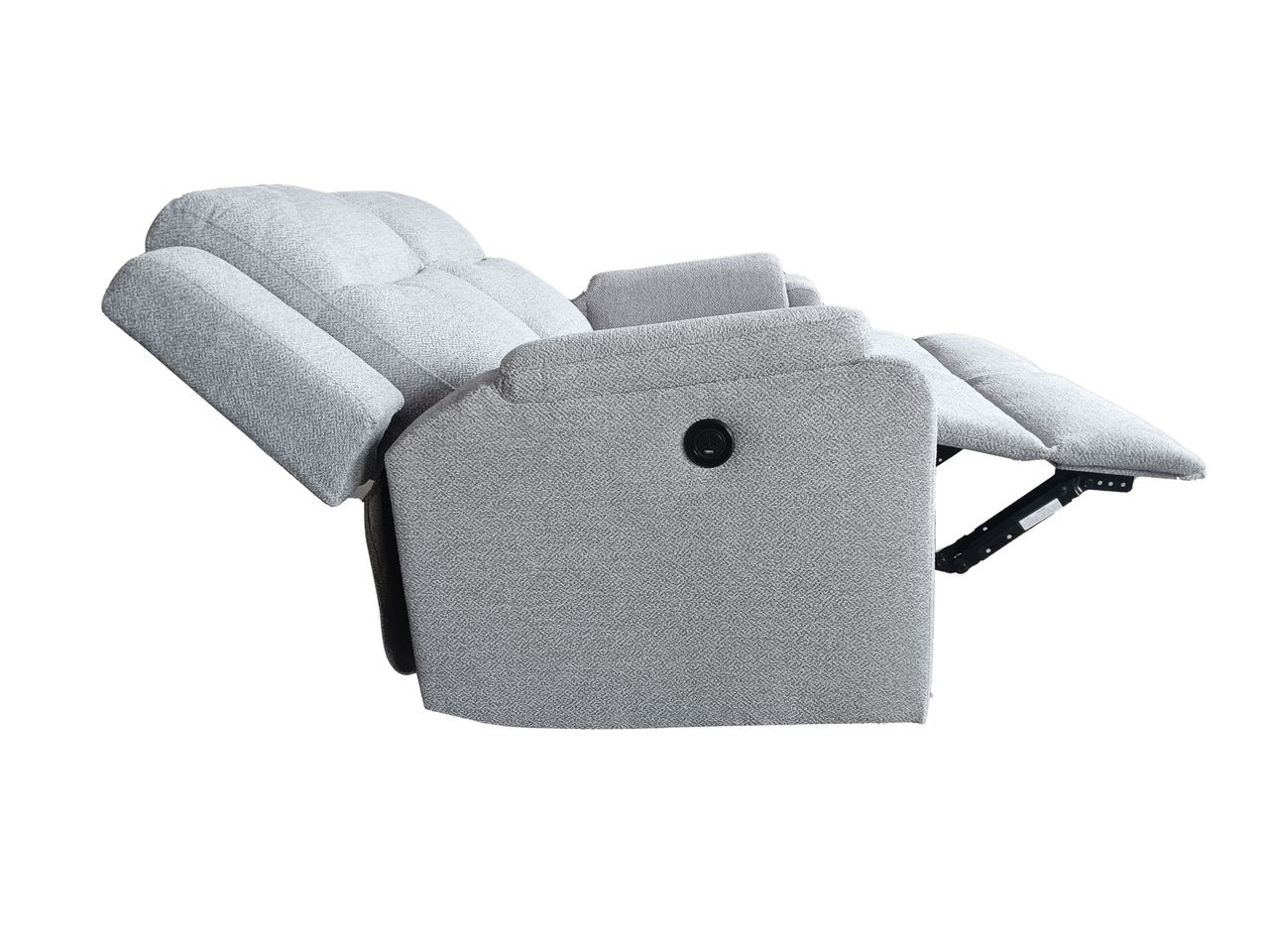 Set canapele relax electrice pentru living, 3+2+1 locuri, cu reglare prin buton pentru pozitie confortabila, suporturi pentru picioare ajustabile, port de incarcare lateral si tapiterie chenille, gri deschis - imagine 15