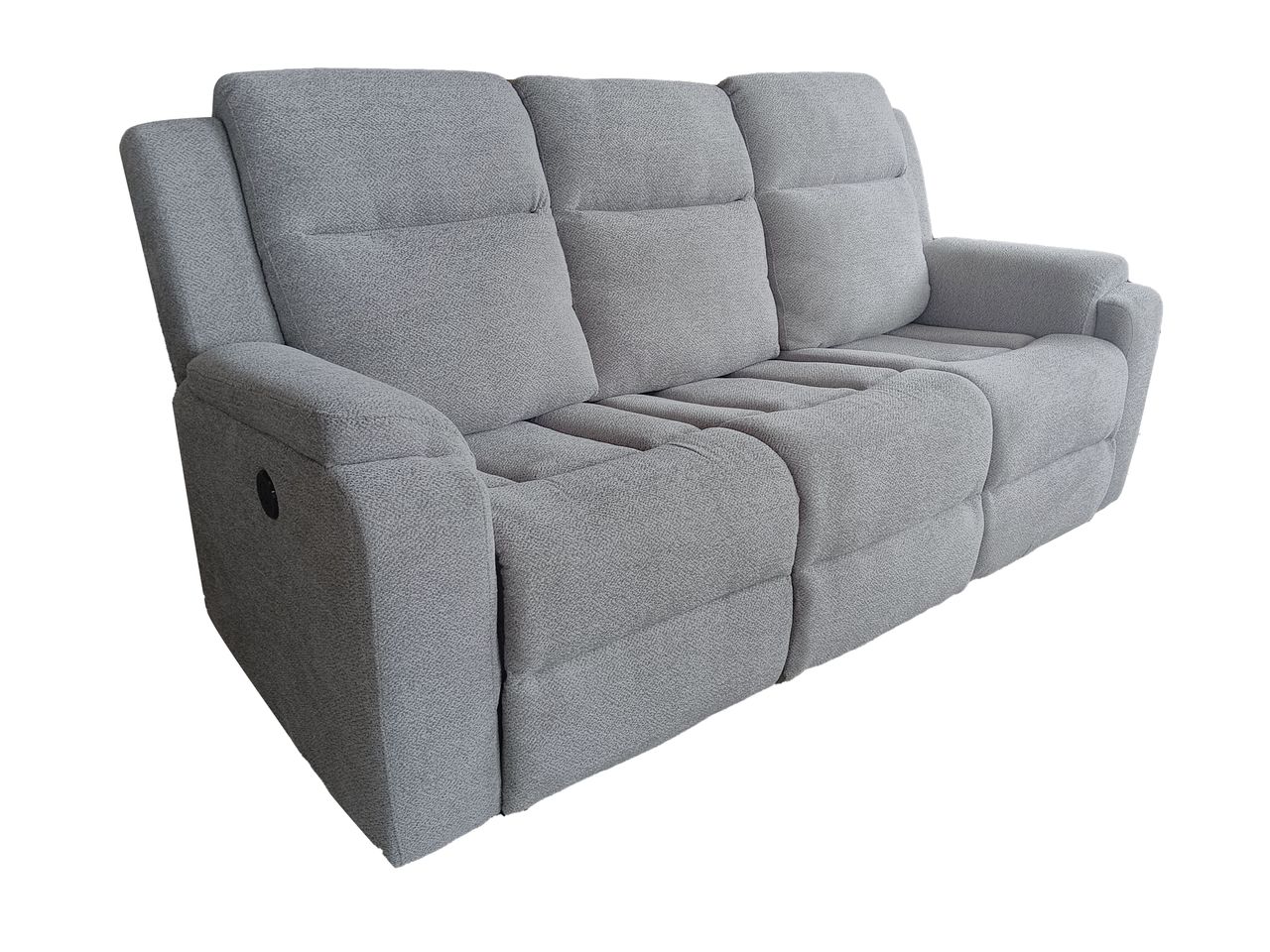 Set canapele relax electrice pentru living, 3+2+1 locuri, cu reglare prin buton pentru pozitie confortabila, suporturi pentru picioare ajustabile, port de incarcare lateral si tapiterie chenille, gri deschis - imagine 18