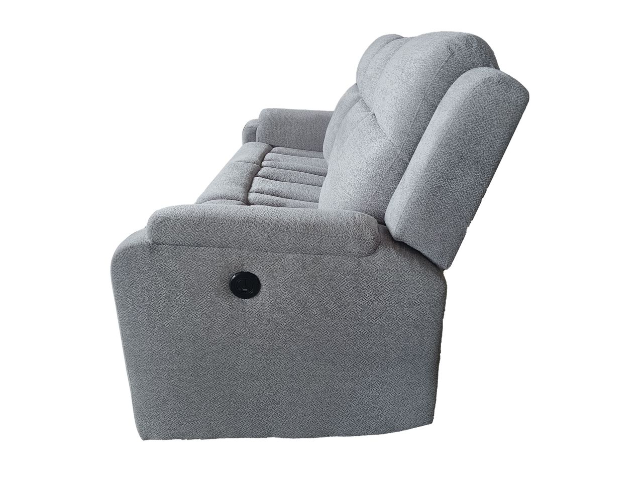 Set canapele relax electrice pentru living, 3+2+1 locuri, cu reglare prin buton pentru pozitie confortabila, suporturi pentru picioare ajustabile, port de incarcare lateral si tapiterie chenille, gri deschis - imagine 20
